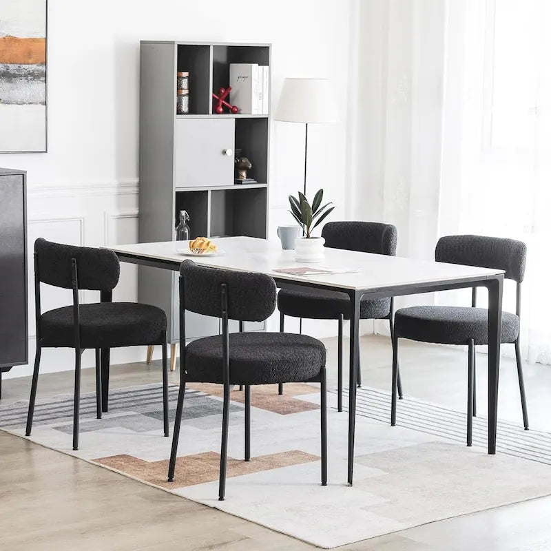 Sedie da pranzo imbottite in boucle Mid-Century Modern (Set da 2/4/6)