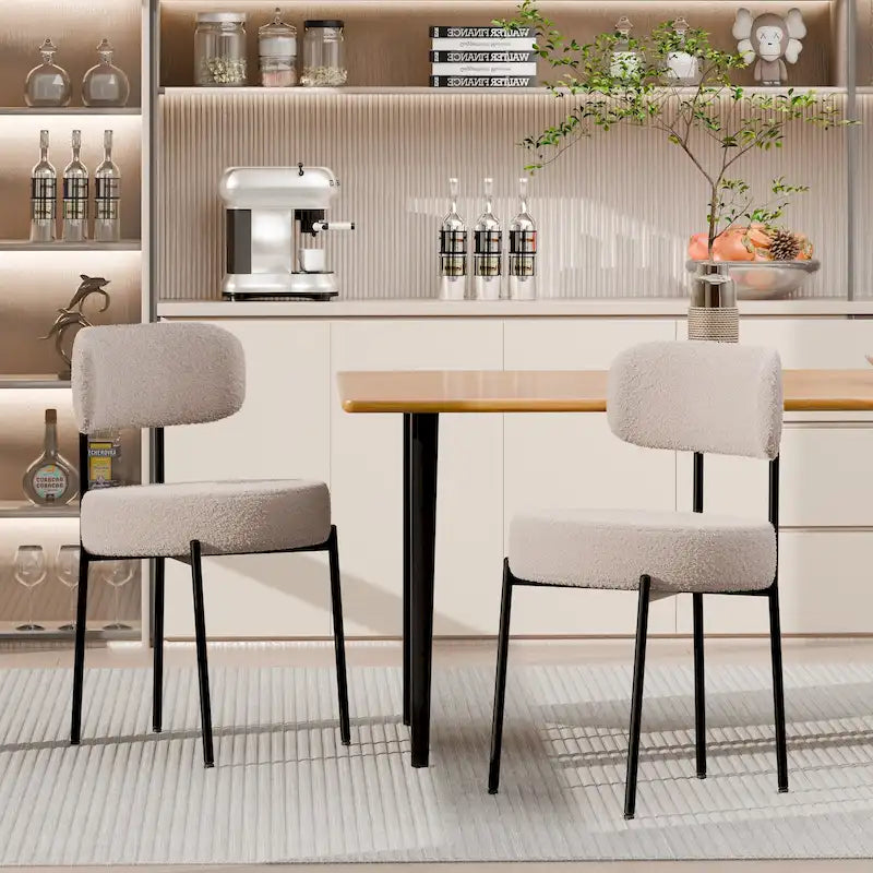 Sedie da pranzo imbottite in boucle Mid-Century Modern (Set da 2/4/6)