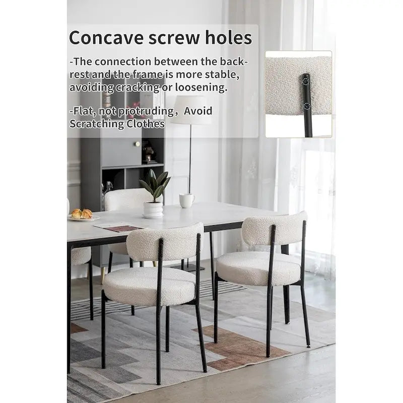 Sedie da pranzo imbottite in boucle Mid-Century Modern (Set da 2/4/6)