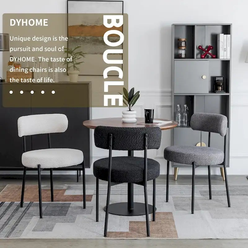 Sedie da pranzo imbottite in boucle Mid-Century Modern (Set da 2/4/6)