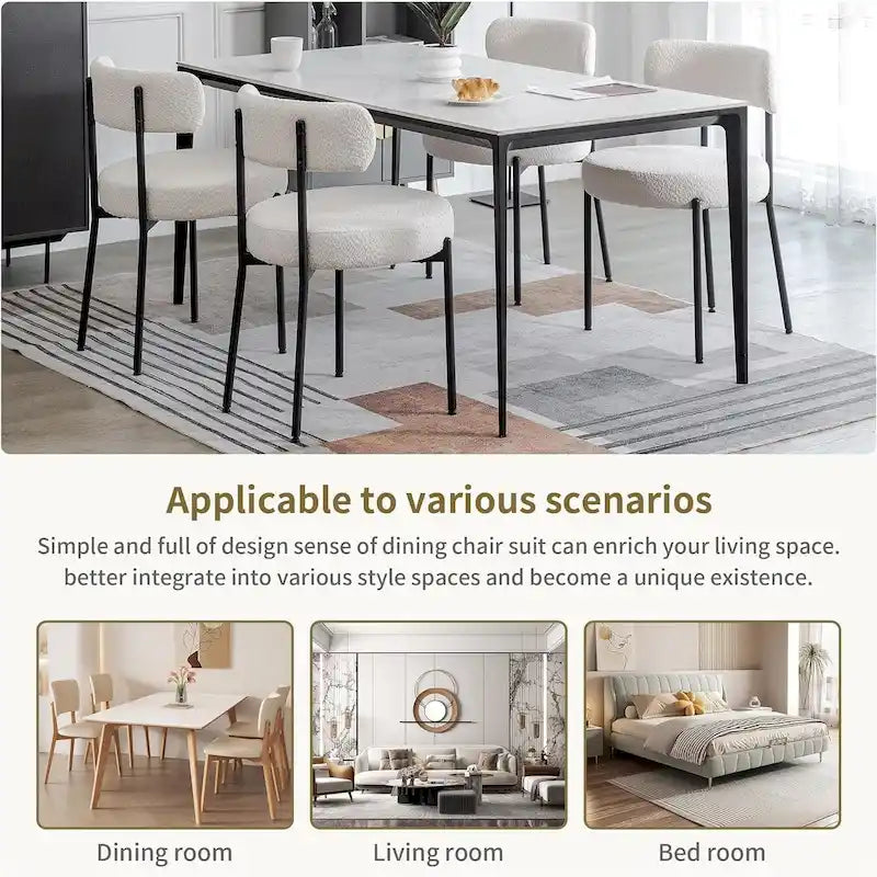 Sedie da pranzo imbottite in boucle Mid-Century Modern (Set da 2/4/6)