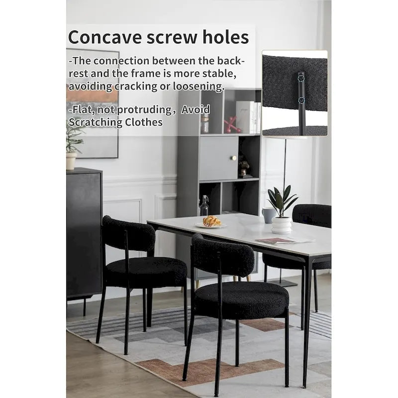 Sedie da pranzo imbottite in boucle Mid-Century Modern (Set da 2/4/6)