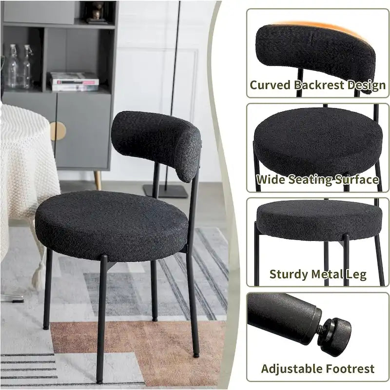 Sedie da pranzo imbottite in boucle Mid-Century Modern (Set da 2/4/6)