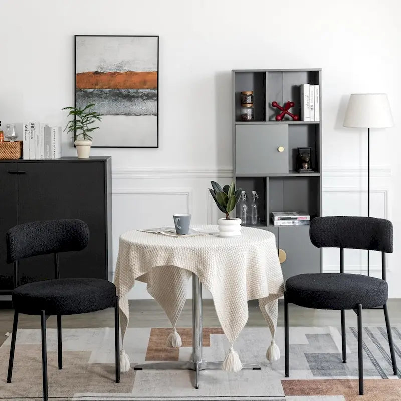 Sedie da pranzo imbottite in boucle Mid-Century Modern (Set da 2/4/6)