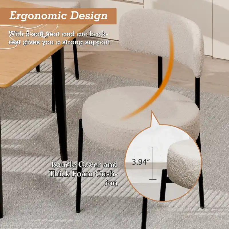 Sedie da pranzo imbottite in boucle Mid-Century Modern (Set da 2/4/6)
