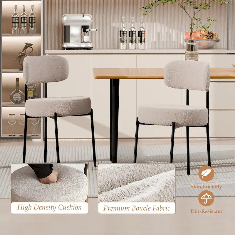 Sedie da pranzo imbottite in boucle Mid-Century Modern (Set da 2/4/6)
