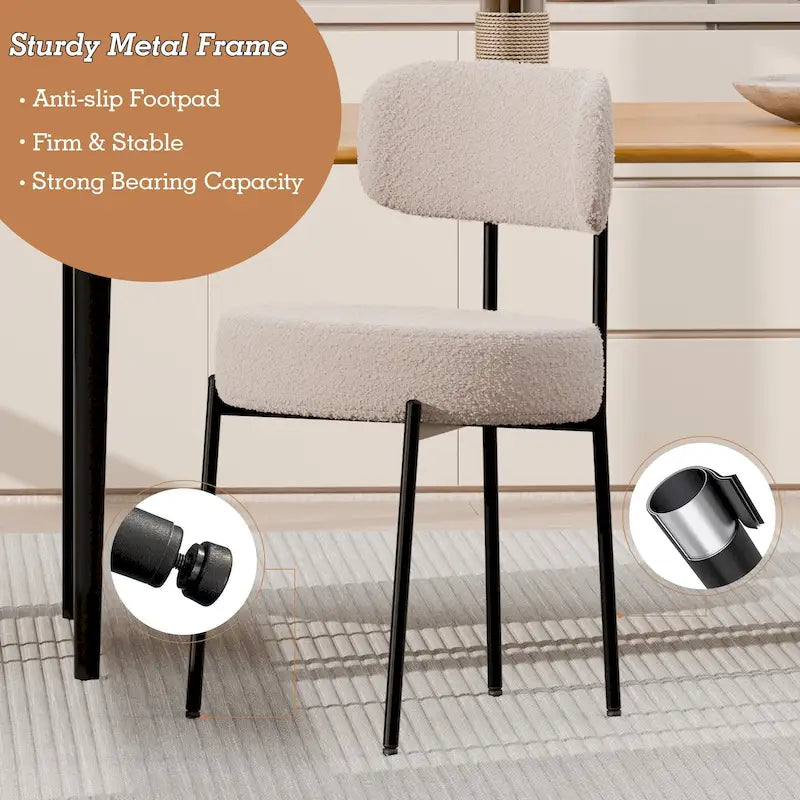 Sedie da pranzo imbottite in boucle Mid-Century Modern (Set da 2/4/6)