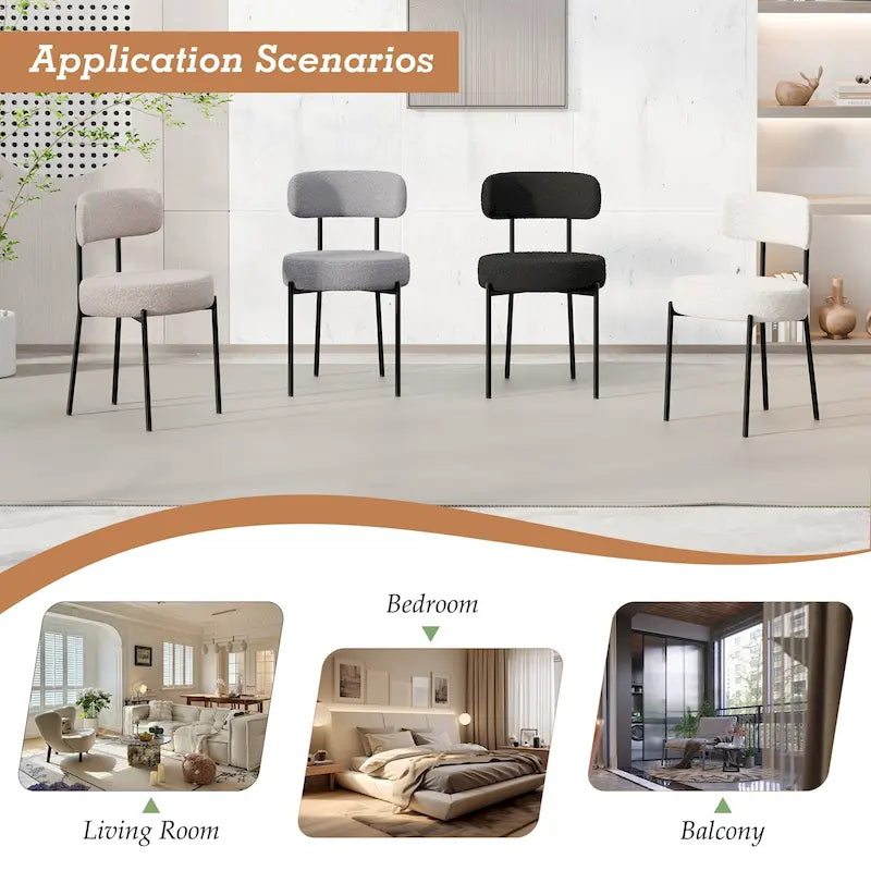 Sedie da pranzo imbottite in boucle Mid-Century Modern (Set da 2/4/6)