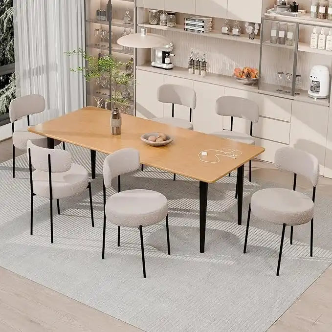 Sedie da pranzo imbottite in boucle Mid-Century Modern (Set da 2/4/6)