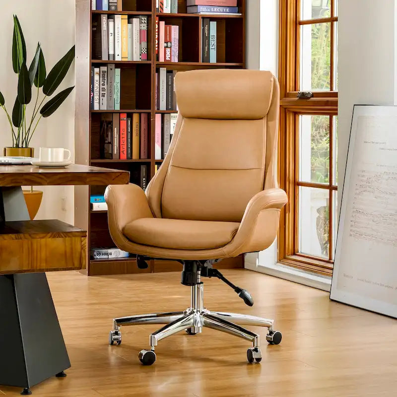 Sedia da ufficio girevole regolabile in similpelle stile Mid-Century, 48 pollici