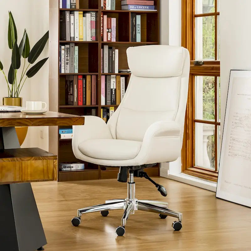 Sedia da ufficio girevole regolabile in similpelle stile Mid-Century, 48 pollici