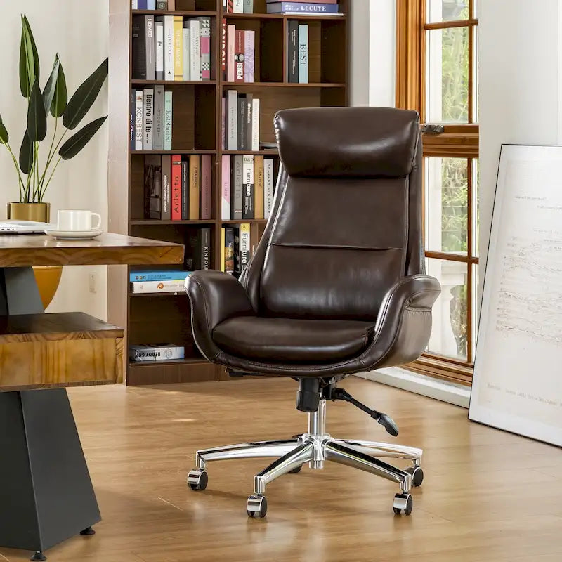 Sedia da ufficio girevole regolabile in similpelle stile Mid-Century, 48 pollici