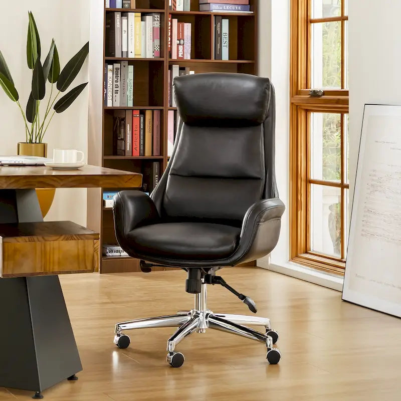 Sedia da ufficio girevole regolabile in similpelle stile Mid-Century, 48 pollici