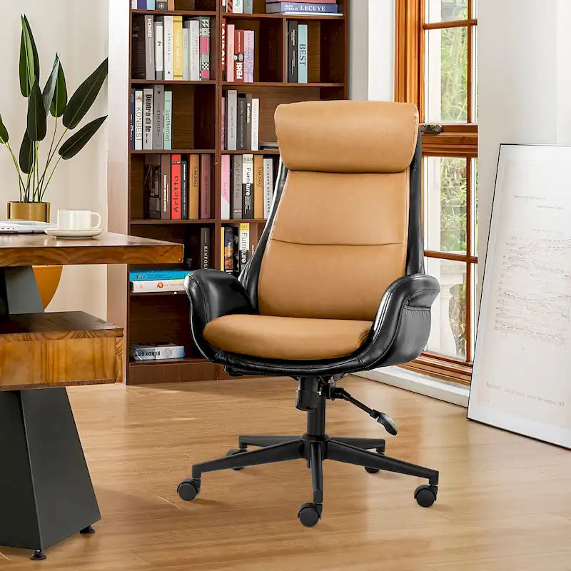 Sedia da ufficio girevole regolabile in similpelle stile Mid-Century, 48 pollici
