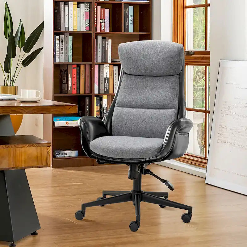 Sedia da ufficio girevole regolabile in similpelle stile Mid-Century, 48 pollici