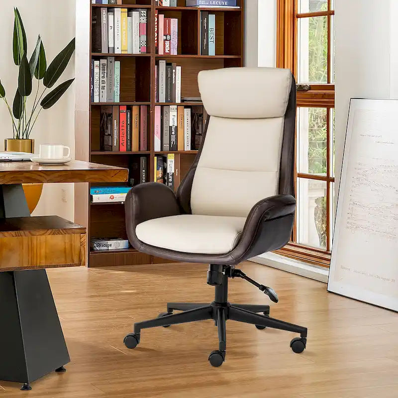 Sedia da ufficio girevole regolabile in similpelle stile Mid-Century, 48 pollici