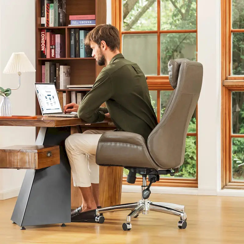 Sedia da ufficio girevole regolabile in similpelle stile Mid-Century, 48 pollici