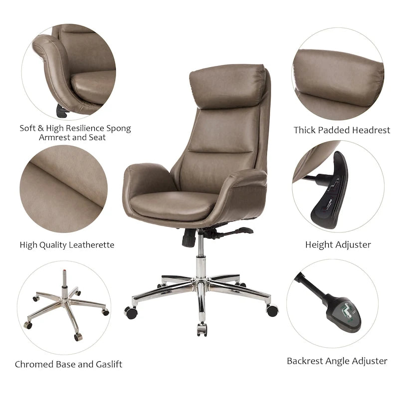Sedia da ufficio girevole regolabile in similpelle stile Mid-Century, 48 pollici