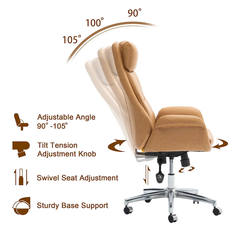 Sedia da ufficio girevole regolabile in similpelle stile Mid-Century, 48 pollici