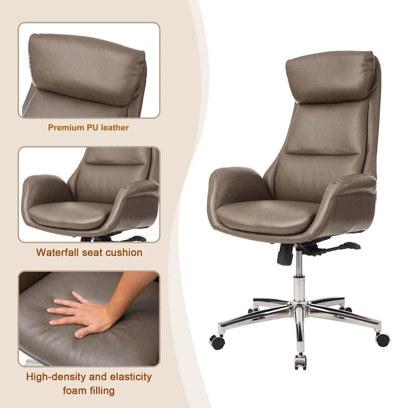 Sedia da ufficio girevole regolabile in similpelle stile Mid-Century, 48 pollici