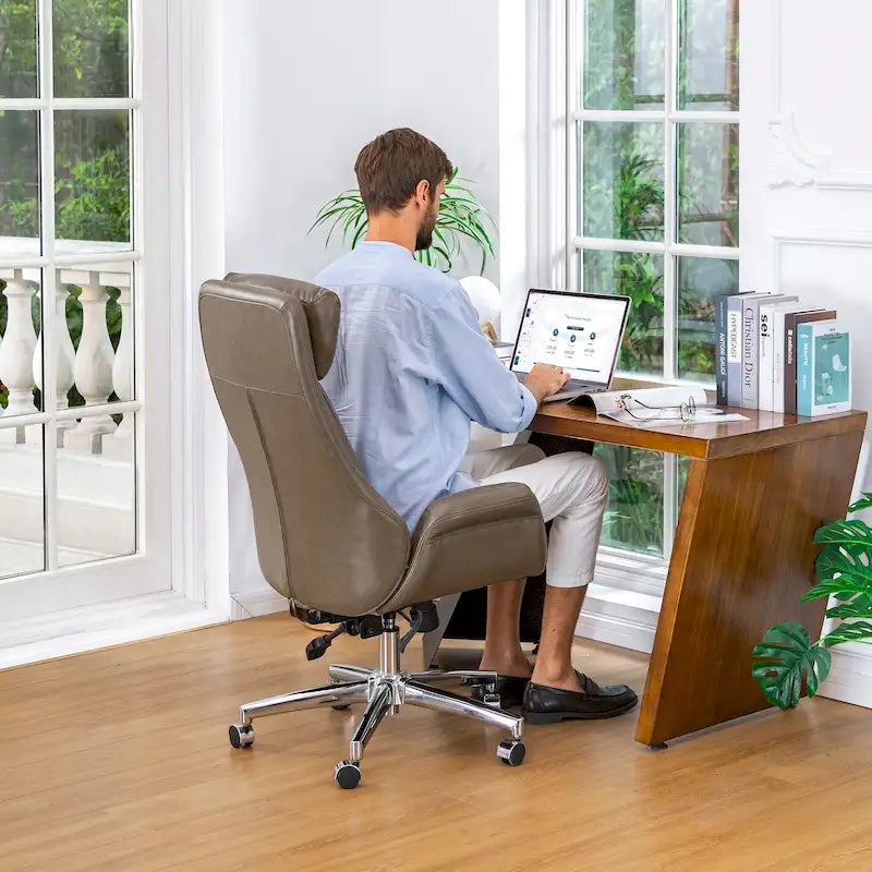 Sedia da ufficio girevole regolabile in similpelle stile Mid-Century, 48 pollici