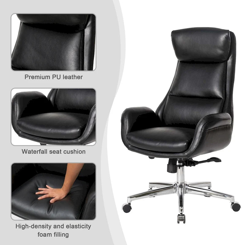 Sedia da ufficio girevole regolabile in similpelle stile Mid-Century, 48 pollici