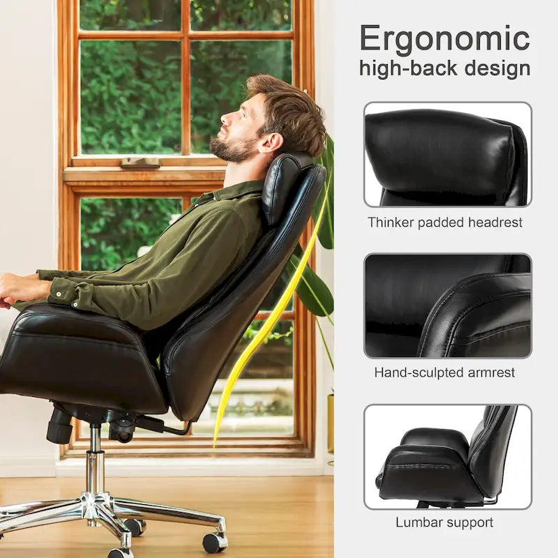 Sedia da ufficio girevole regolabile in similpelle stile Mid-Century, 48 pollici