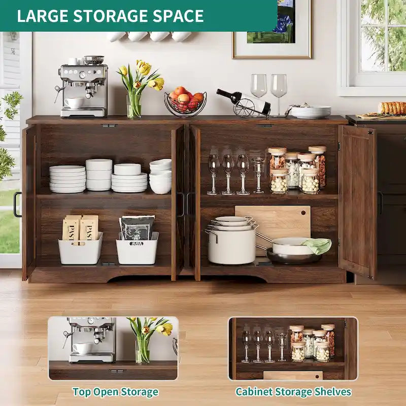 Madia/Credenza 4 ante stile Farmhouse con mobile bar per caffè e spazio contenitore