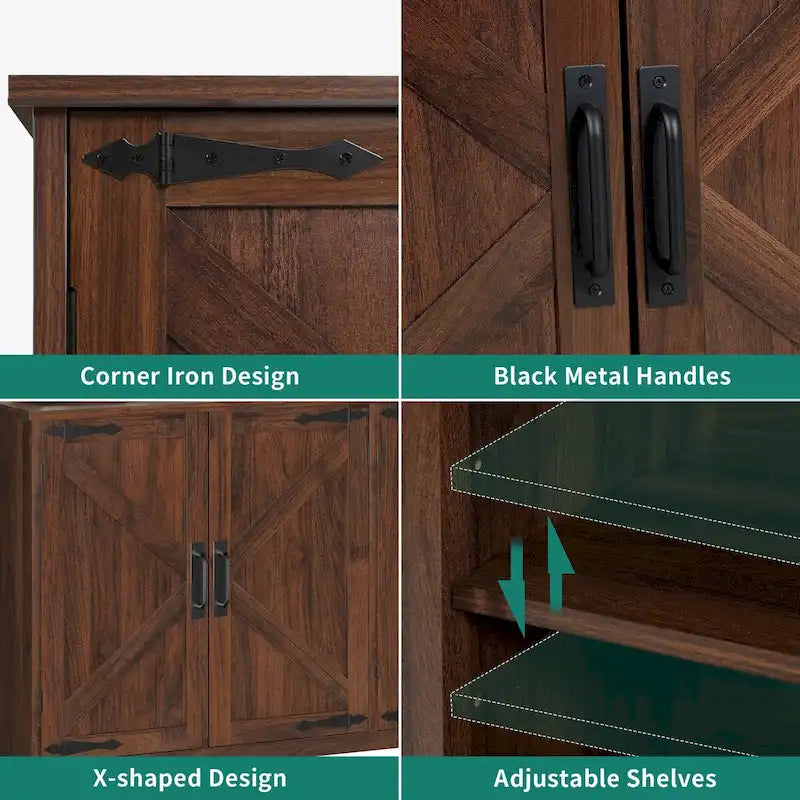 Madia/Credenza 4 ante stile Farmhouse con mobile bar per caffè e spazio contenitore