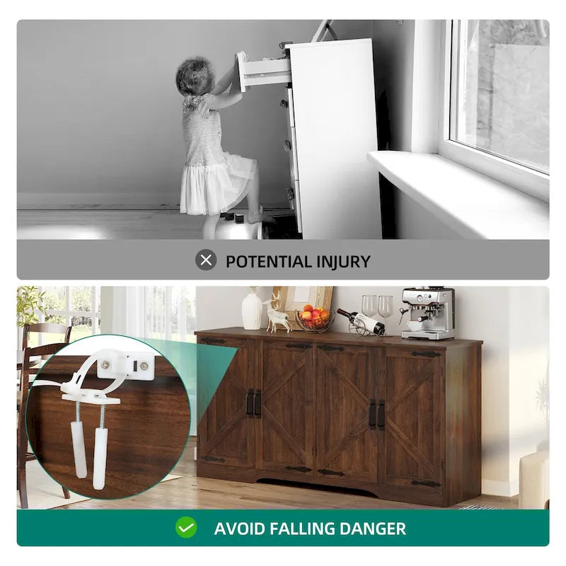 Madia/Credenza 4 ante stile Farmhouse con mobile bar per caffè e spazio contenitore