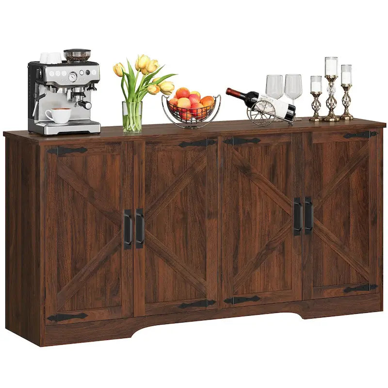Madia/Credenza 4 ante stile Farmhouse con mobile bar per caffè e spazio contenitore