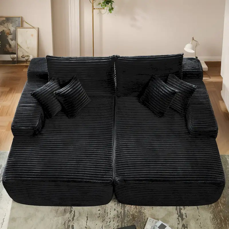 Divano lungo doppio chaise in peluche