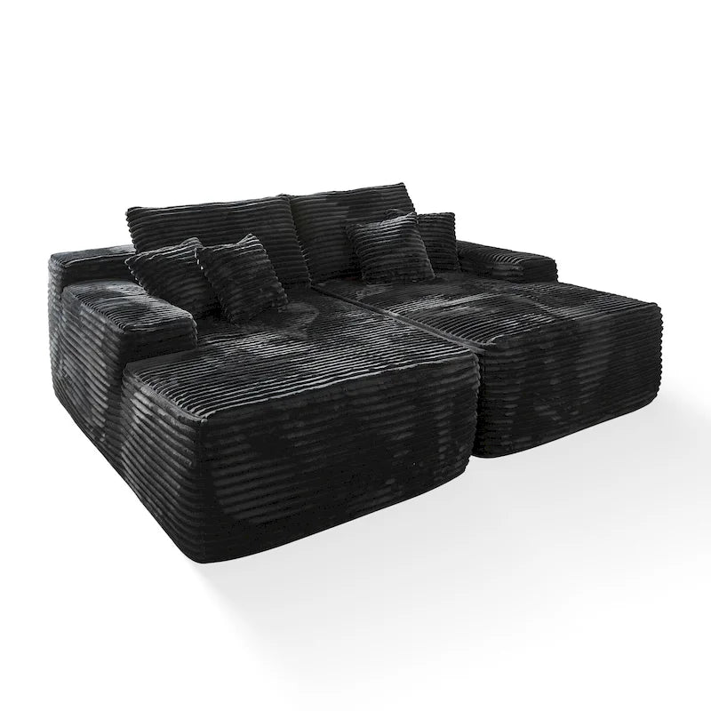 Divano lungo doppio chaise in peluche