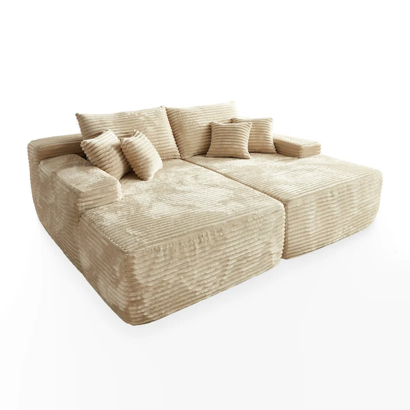 Divano lungo doppio chaise in peluche
