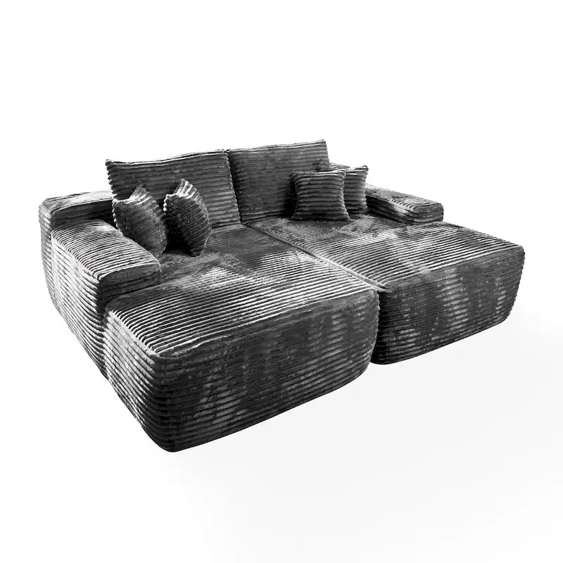 Divano lungo doppio chaise in peluche