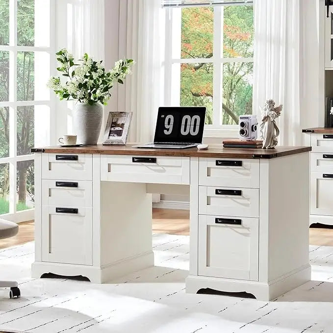 Scrivania da computer in legno per ufficio stile rustico da 60"
