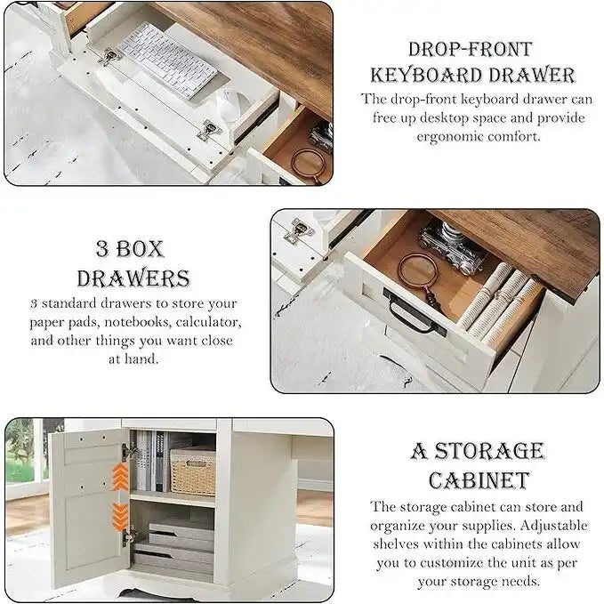 Scrivania da computer in legno per ufficio stile rustico da 60"