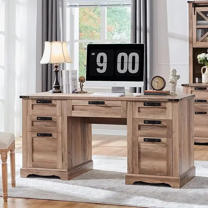 Scrivania da computer in legno per ufficio stile rustico da 60"